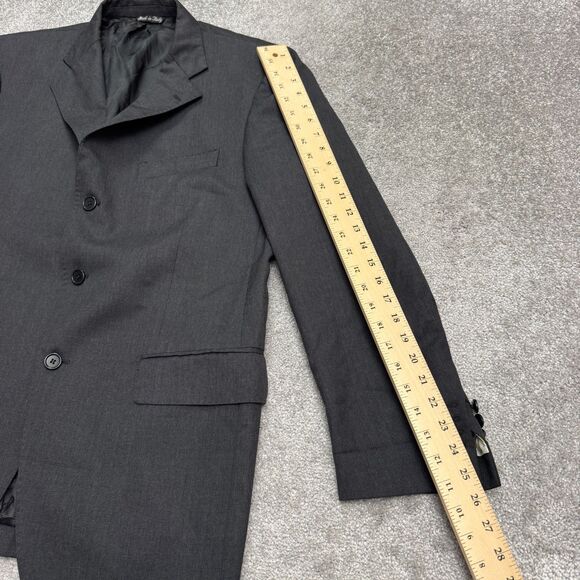 Ermenegildo Zegna Trofeo Suit Blazer Jacket Men 42R Dark Gray Double Vented Work - Picture 10 of 13